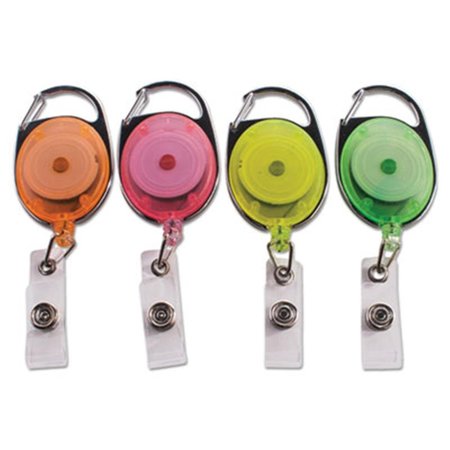 THE WORKSTATION 30 in. Extension Carabiner-Style Retractable ID Card ReelAssorted Neon, 20PK TH532979